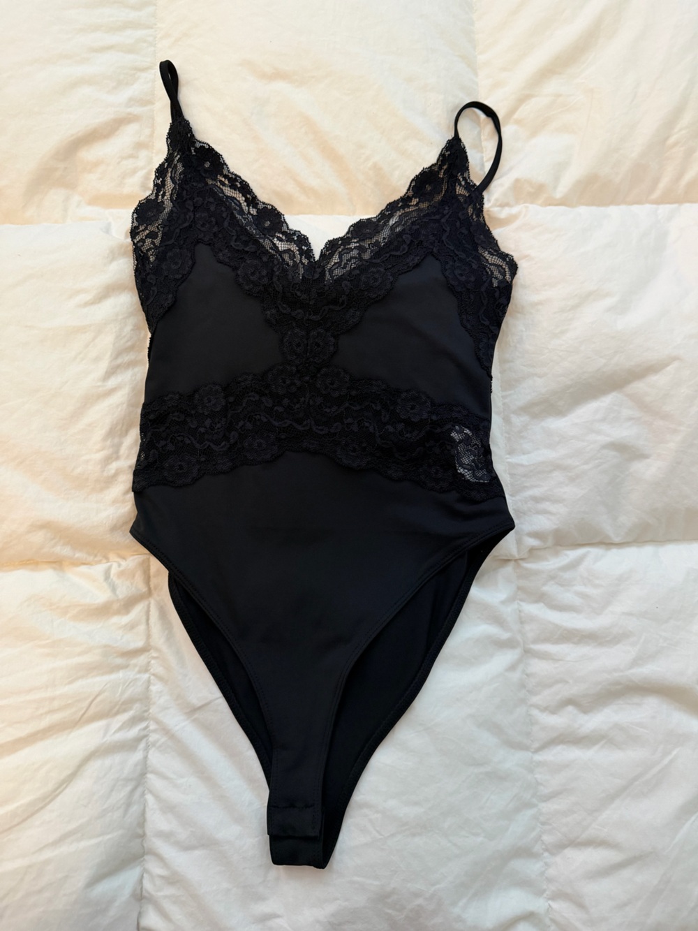 Black Lace-Trim Bodysuit - Women Intimates